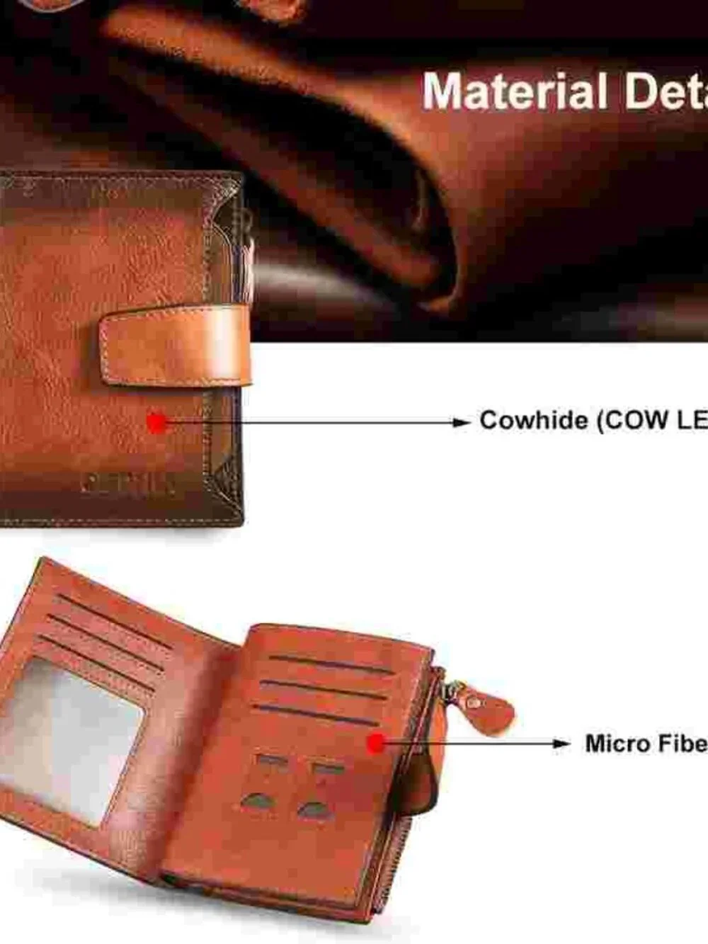 Vintage Leather Men's Wallet with RFID Blocking, 12 Card Slots